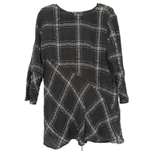 Habitat Clothes to Live in Tunic Size‎ M Black White Asymmetric 3/4 Sleeve